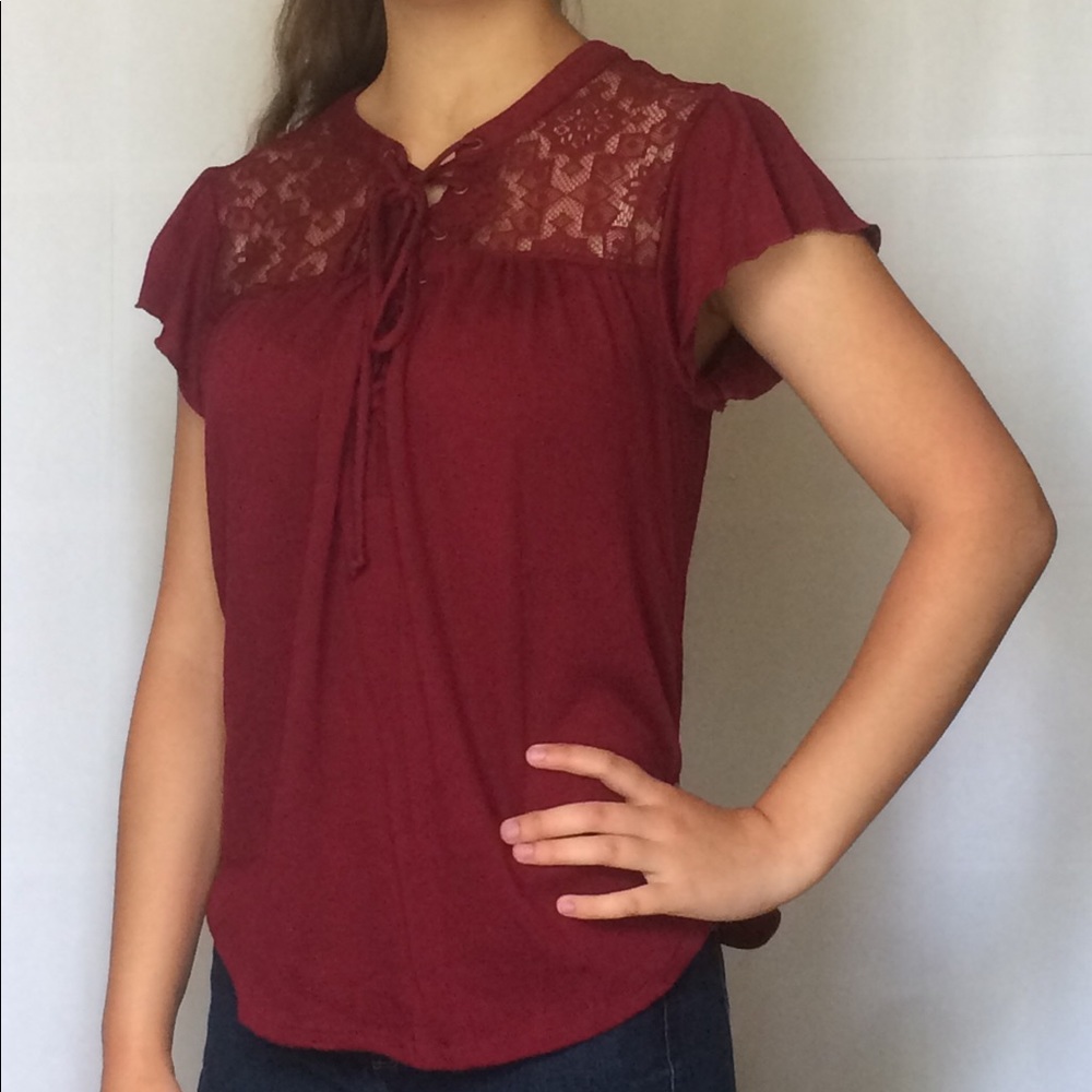 Burgundy Lacey Shirt